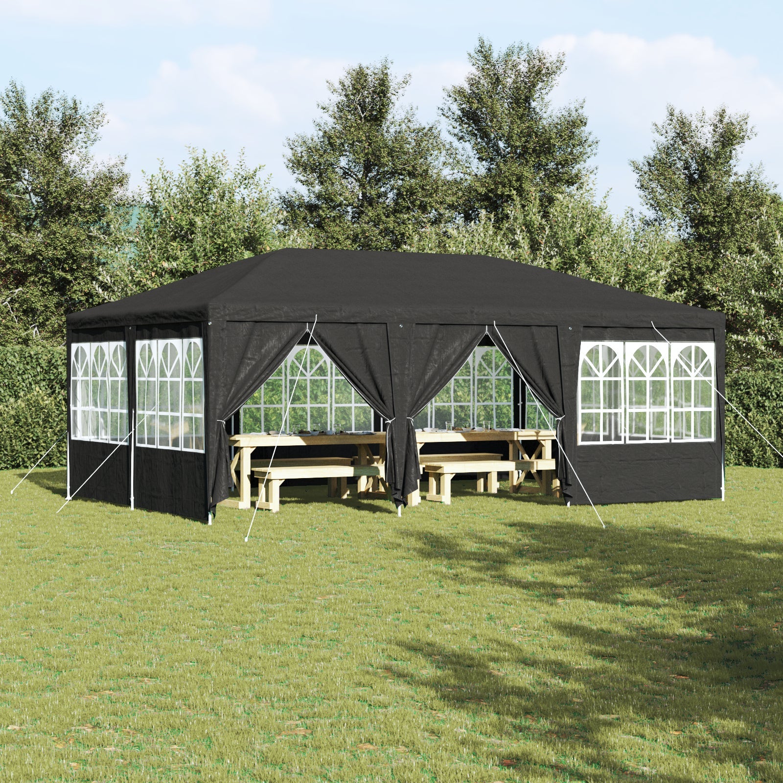 NNEVL Party Tent with 10 Sidewalls Anthracite 6x4 m PE-0